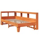  Seng med bokhylle uten madrass voksbrun 90x200 cm heltre furu