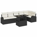 vidaXL Hagesofa Set 7 stk. Svart og krem polyrotting