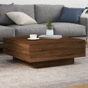  Salongbord med LED-lys brun eik 80x80x31 cm 836594