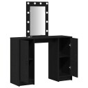  Sminkebord med LED lamper Svart eik 102x33x135 cm