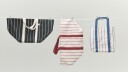 Outdoor Market Picnic Bag Medium Beige With Blue Stripe