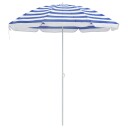 Strandparasol med Aluminiumpoller Blå og Hvit 240 cm