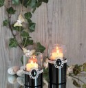 Telysholder m/ sort bunn og klart glass høy fra Casa Nova