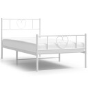  Sengeramme i metall med hode  og fotgavl hvit 100x200 cm 355525