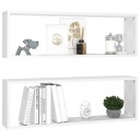 vidaXL Vegghyller kubeformet 2 stk hvit 80x15x26,5 cm sponplate