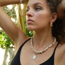 A&C Oslo Kort kjede nature beads beige