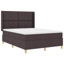  Box Spring Seng med Madrass & LED Mørk Brun 140x200 cm Stoff