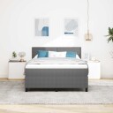  Box Spring Seng med Madrass & LED Lys Grå 140x200 cm Corduroy Stoff