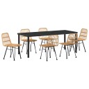 7-delt Hagemøbel-sett Brun Poly Rattan