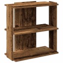 Bokhylle 3 etasjer gammelt tre 60x30x60 cm konstruert tre