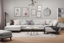 Copenhagen 5 seters Høyrevendt U formet Sofa med Divan og Sjeselong i Stoff   Grå