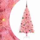  Juletre med 150 LED med stativ Rosa 150 cm PVC