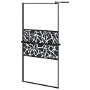 Dusjvegg med hylle svart 100x195 cm ESG-glass og aluminium