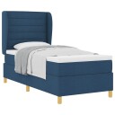  Box Spring Seng med Madrass Blå 90x200 cm Stoff