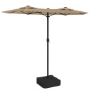 vidaXL Parasoll dobbelt hode med LED gråbrun 316x240 cm