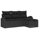 vidaXL Sofa sett 4 stk. Svart polyrotting