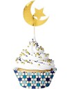 20 stk Cupcakeformer med 20 stk Kaketoppere Eid Mubarak