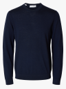Selected Homme Tray Long Sleeve Knit Merino Crew Neck Blå M