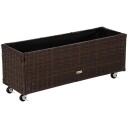 Polyrattan blomsterkasse med hjul og drenering
