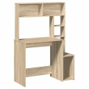  Skrivebord med hyller sonoma eik 100x45x140 cm konstruert tre