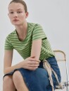Mango Striped Cotton T Shirt   Green   S