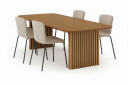Bark Richeto Spisebord 240 cm med 4 Katy Spisestoler   Naturlig finish / Greige Bouclé / Metallben Svart