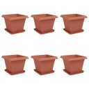 vidaXL Plantepotter 6 pcs Klinker Rød 38 x 38 x 30 cm Plast