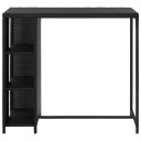 vidaXL Barbord med oppbevaringsstativ svart 120x60x110 cm polyrotting