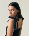 Lexington Maxikjole Bow strap Seersucker Summer Dress Svart