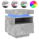  Nattbord med LED betonggrå 40x39x48,5 cm 836790