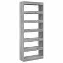 vidaXL Oppbevaringsskap 6 nivåer 80 x 30 x 198 cm Konstruert tre Grå