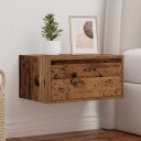  Vegghengt nattbord med LED-lys gammelt tre 8721158663382