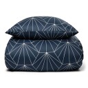Borg Living Sengesett 240x220 - Kingsize sengetøy - 100% Bomullssateng  - Hexagon mørk blå