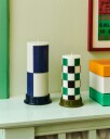 Hay Column Candle kubbelys medium 20 cm Off white green black check