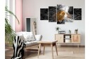 Bilde Leopard Lying 5 Parts Wide Grey 100x50 Artgeist sp. z o. o.