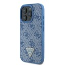 Guess Lær Crossbody-etui med Metallogo og Strass for iPhone 16 Pro - Blå