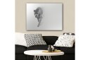Lerretsbilde 70x100 cMajestetisk leopard som beveger seg fremover i en stilig og minimalistisk komposisjon Svart / Grå