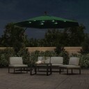 vidaXL Hengeparasoll med LED-lys 300 cm grønn metallstang