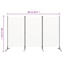 vidaXL Romdeler 3 paneler kremhvit 260x180 cm