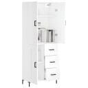 vidaXL Highboard hvit 69,5x34x180 cm konstruert tre 8720845412609