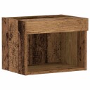  Veggskap med LED lamper Gamle treverk 40x30x30 cm