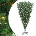  Opp ned kunstig forhåndsbelyst juletre med kule sett 210 cm
