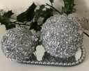 Julekule 6 pk grå liten med sølvglitter fra Borg