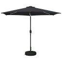vidaXL Hageparasol med LED lamper og fot 3 x 3 m Polyester Antrasitt