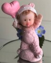 Bordpynt Baby på pute med hjerte rosa