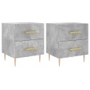 vidaXL Nattbord 2 stk betonggrå 40x35x47,5 cm konstruert tre