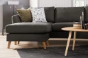 Trend 4 seters Høyrevendt L formet Sjeselongsofa i Stoff   Svart