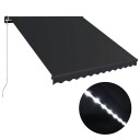 vidaXL Manuell uttrekkbar markise med LED 350x250 cm antrasitt