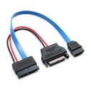 Eletra Mini Sata 7+15 Pin Hunn  Sata 7P Hunn+Sata 15 Hann 20+15CM kabel Flat blå