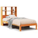  Seng med bokhylle uten madrass voksbrun 100x200 cm heltre furu 8721158613653